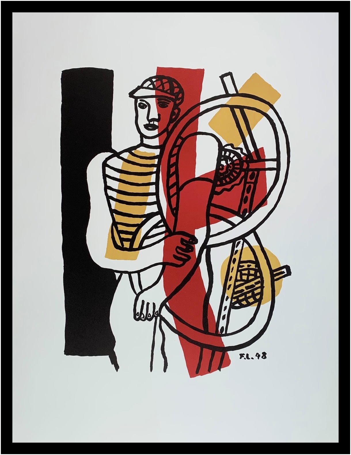 Poster Fernand Leger stampa artistica immagine in cornice alluminio Le Cycliste 76x56 cm nuovo - Foto 1 di 1