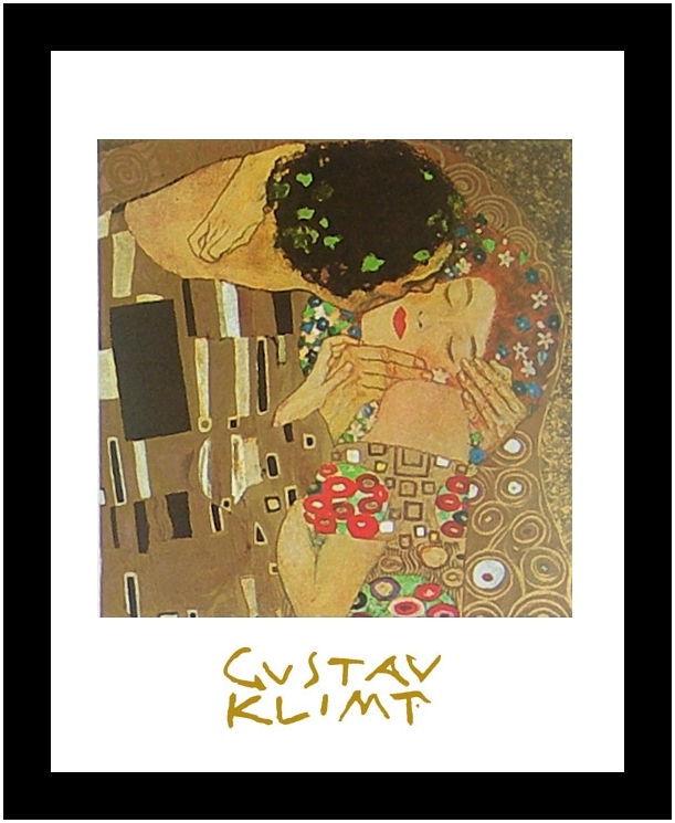 Poster Gustav Klimt stampa artistica immagine in cornice alluminio Il bacio 30 x 24 cm nuovo - Foto 1 di 1