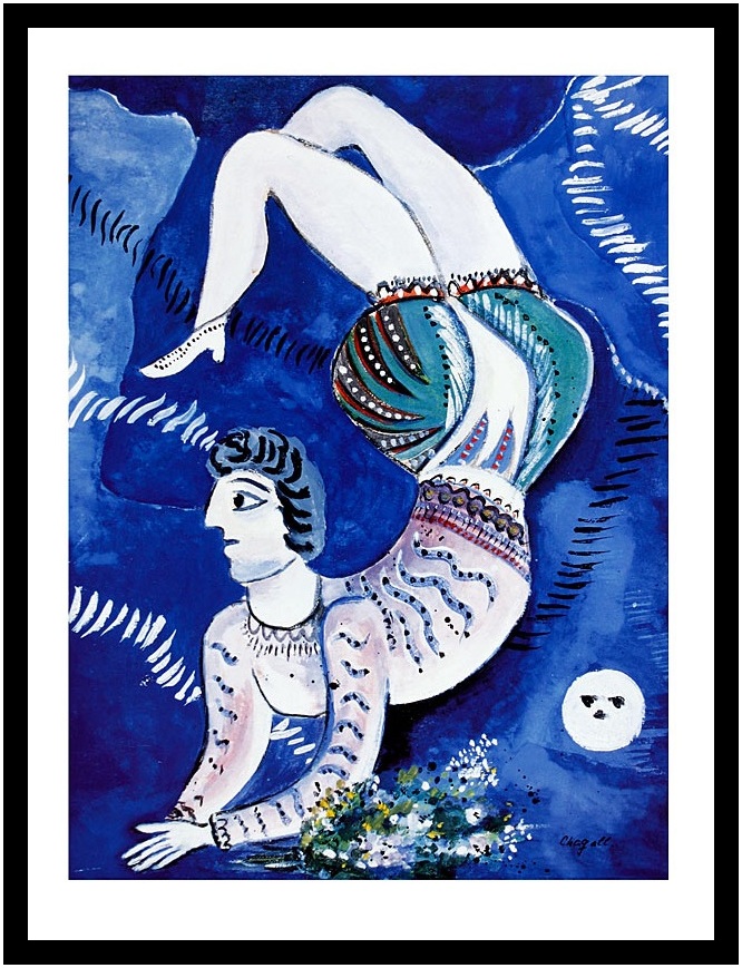 Marc Chagall Poster Kunstdruck Bild im Alu Rahmen Acrobat 71x56cm Germanposters - Afbeelding 1 van 1